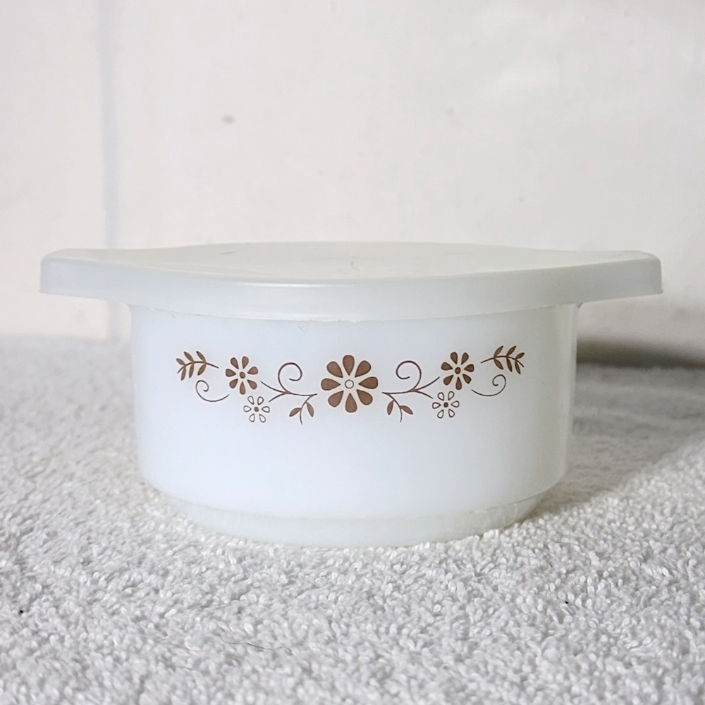 Vintage Dynaware Pyr-O-Rey Custard Cup Mini Casserole Dish W Plastic Lid
